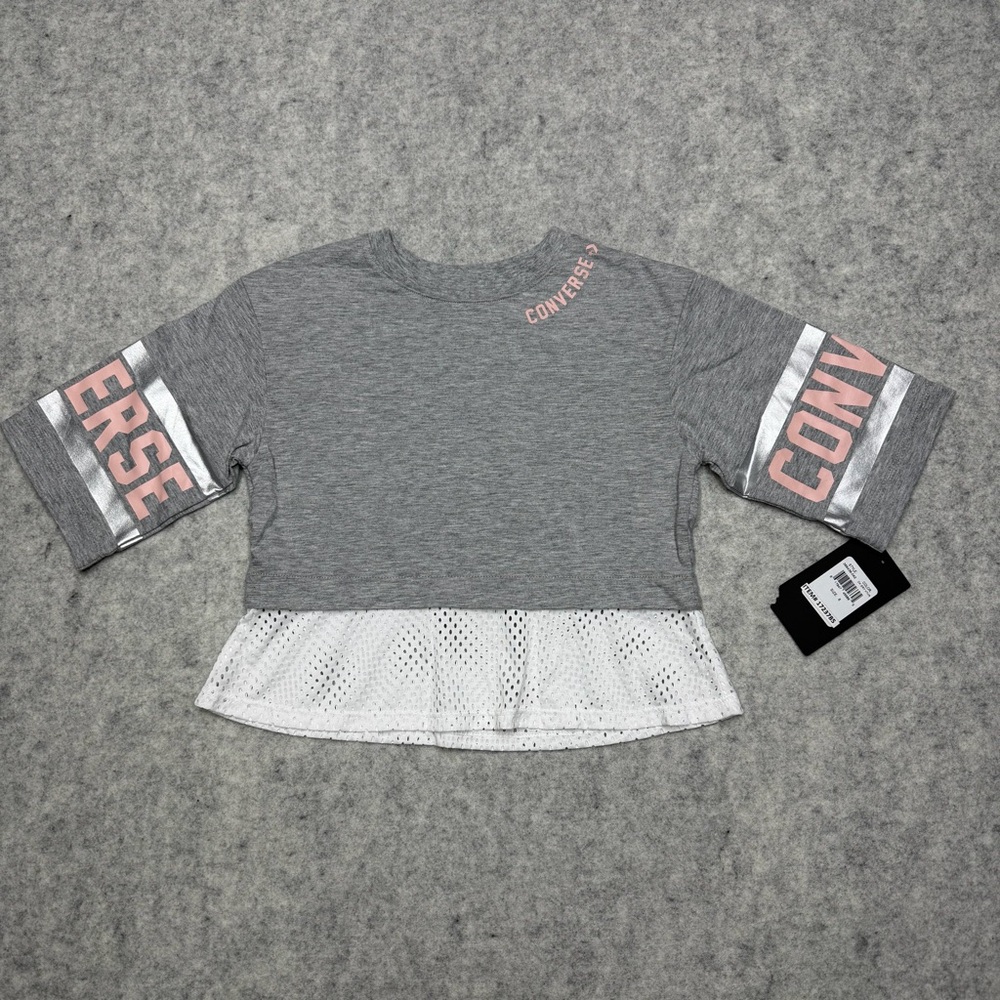 Converse Kids Girls Grey Printed Tee Shirt Size 6